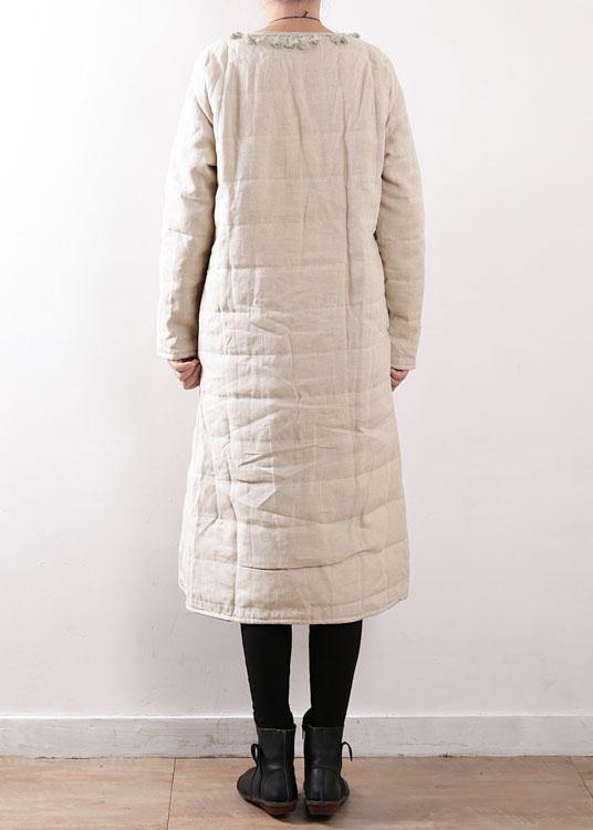 Drune | beige Mäntel lässige Schneejacken Chinesischer Knopf seitlich offen Winteroberbekleidung