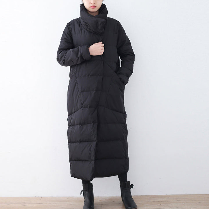 Drune | schwarze Puffers jackets Locker sitzende Daunenjacke Neuer hoher Kragen Übermantel