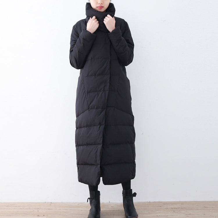 Drune | schwarze Puffers jackets Locker sitzende Daunenjacke Neuer hoher Kragen Übermantel