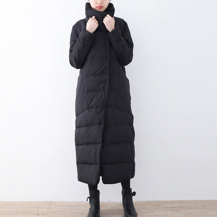 Drune | schwarze Puffers jackets Locker sitzende Daunenjacke Neuer hoher Kragen Übermantel