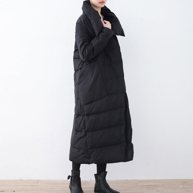 Drune | schwarze Puffers jackets Locker sitzende Daunenjacke Neuer hoher Kragen Übermantel
