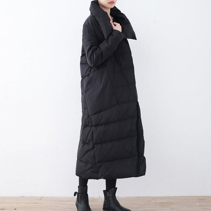 Drune | schwarze Puffers jackets Locker sitzende Daunenjacke Neuer hoher Kragen Übermantel
