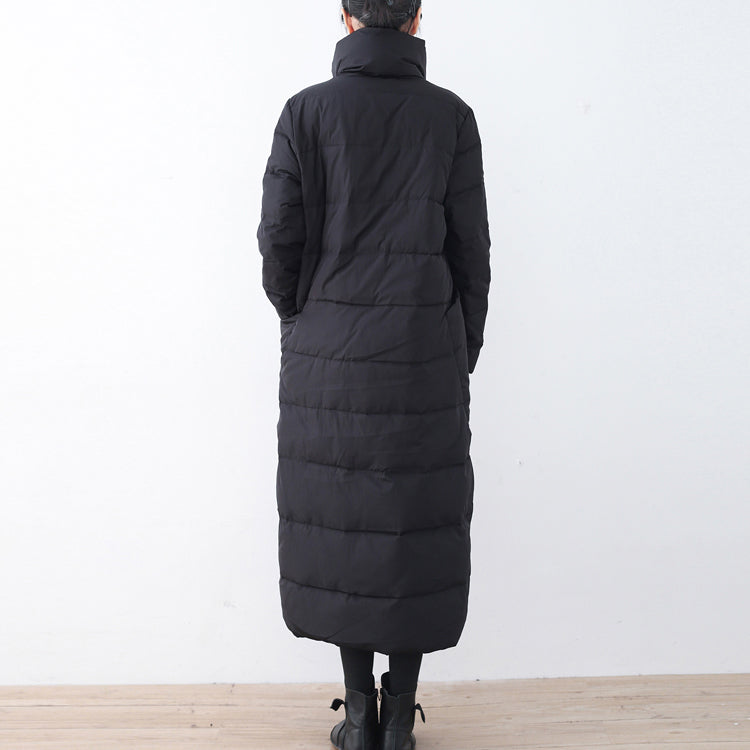 Drune | schwarze Puffers jackets Locker sitzende Daunenjacke Neuer hoher Kragen Übermantel