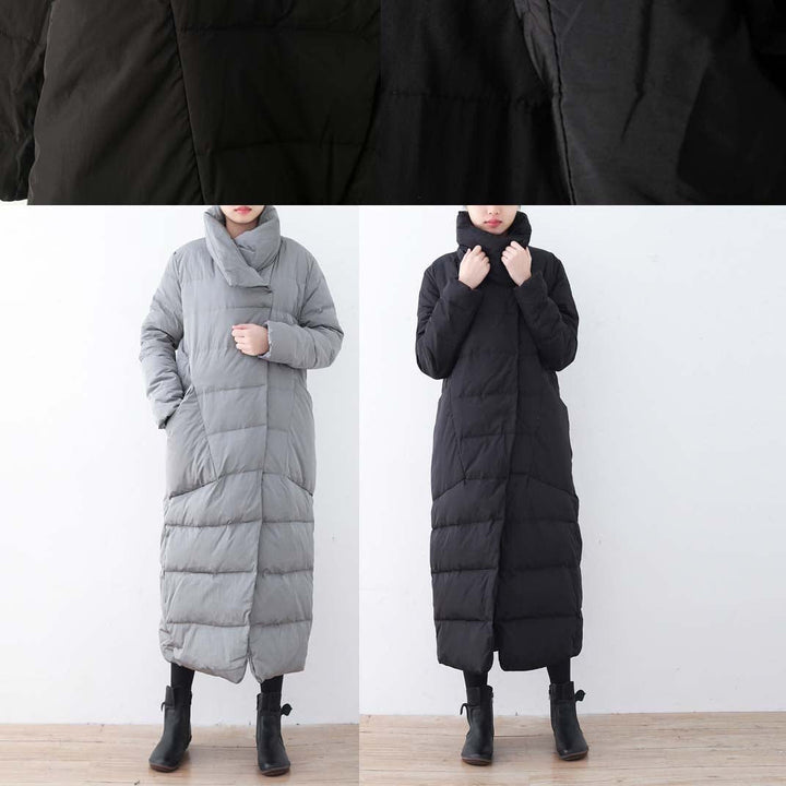 Drune | schwarze Puffers jackets Locker sitzende Daunenjacke Neuer hoher Kragen Übermantel