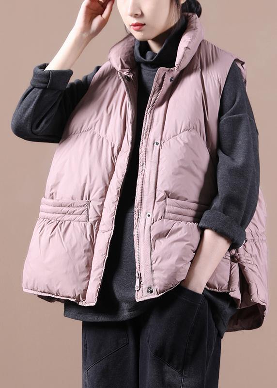Drune | rosa Daunenmantel Winter Lockere Passform Damen Parka Stehkragen mit Reißverschluss Jacken