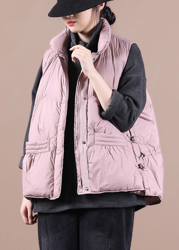 Drune | rosa Daunenmantel Winter Lockere Passform Damen Parka Stehkragen mit Reißverschluss Jacken