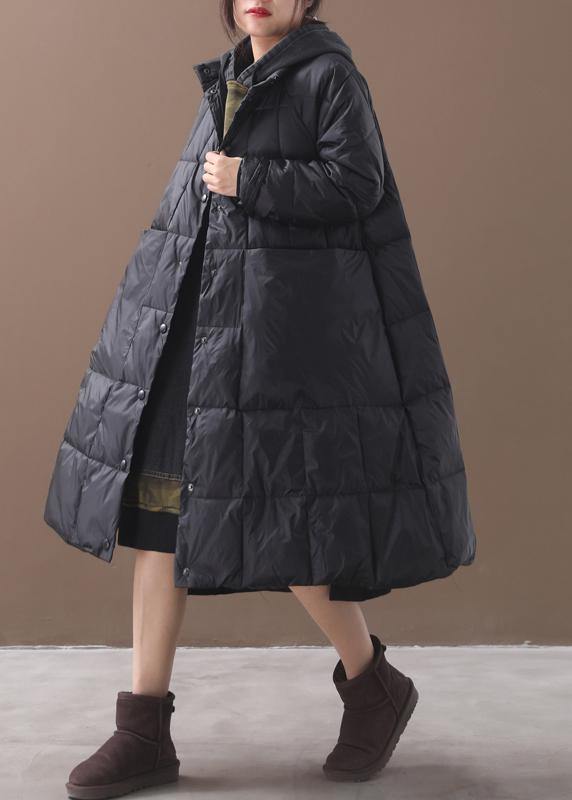 Drune | Plus-Size Daunenjacke mit Kapuze Schwarze Winter Parkas