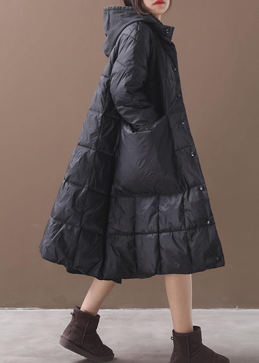 Drune | Plus-Size Daunenjacke mit Kapuze Schwarze Winter Parkas