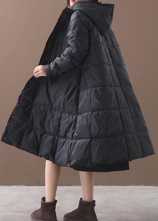 Drune | Plus-Size Daunenjacke mit Kapuze Schwarze Winter Parkas