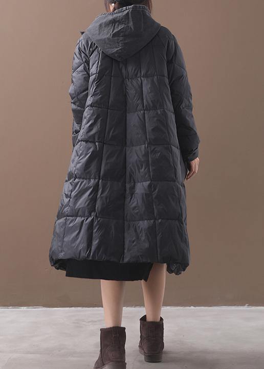 Drune | Plus-Size Daunenjacke mit Kapuze Schwarze Winter Parkas