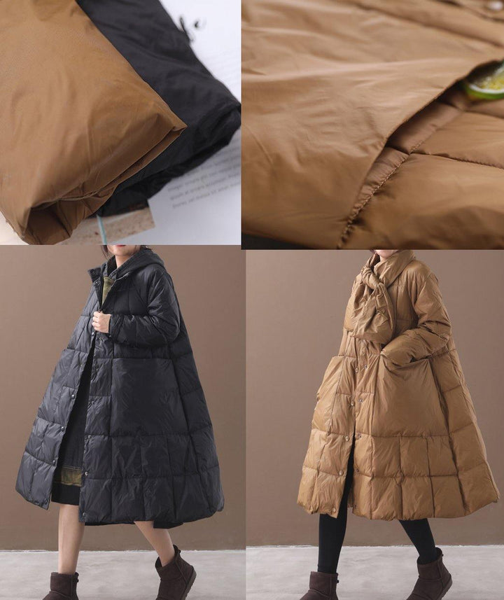 Drune | Plus-Size Daunenjacke mit Kapuze Schwarze Winter Parkas