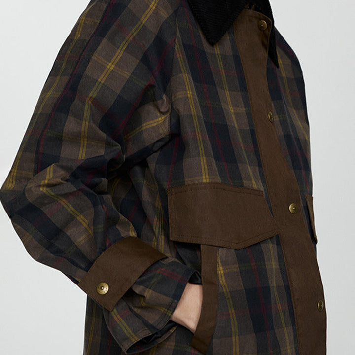 Drune | Geruite Jacke Damen mit Weichem Bontkragen