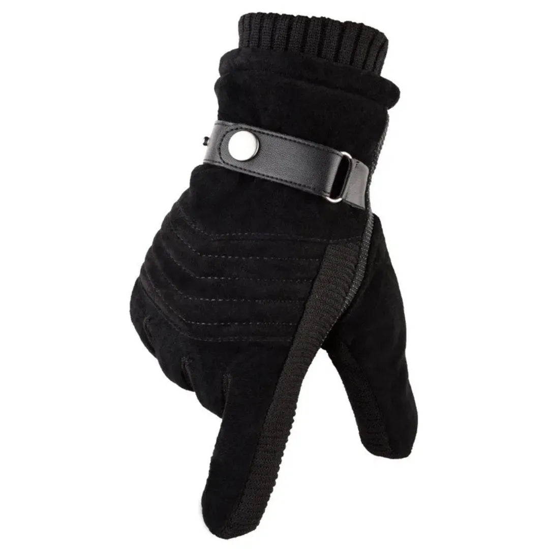 Drune | Warme Touchscreen Winterhandschuhe aus Wildleder mit Echtlederakzenten