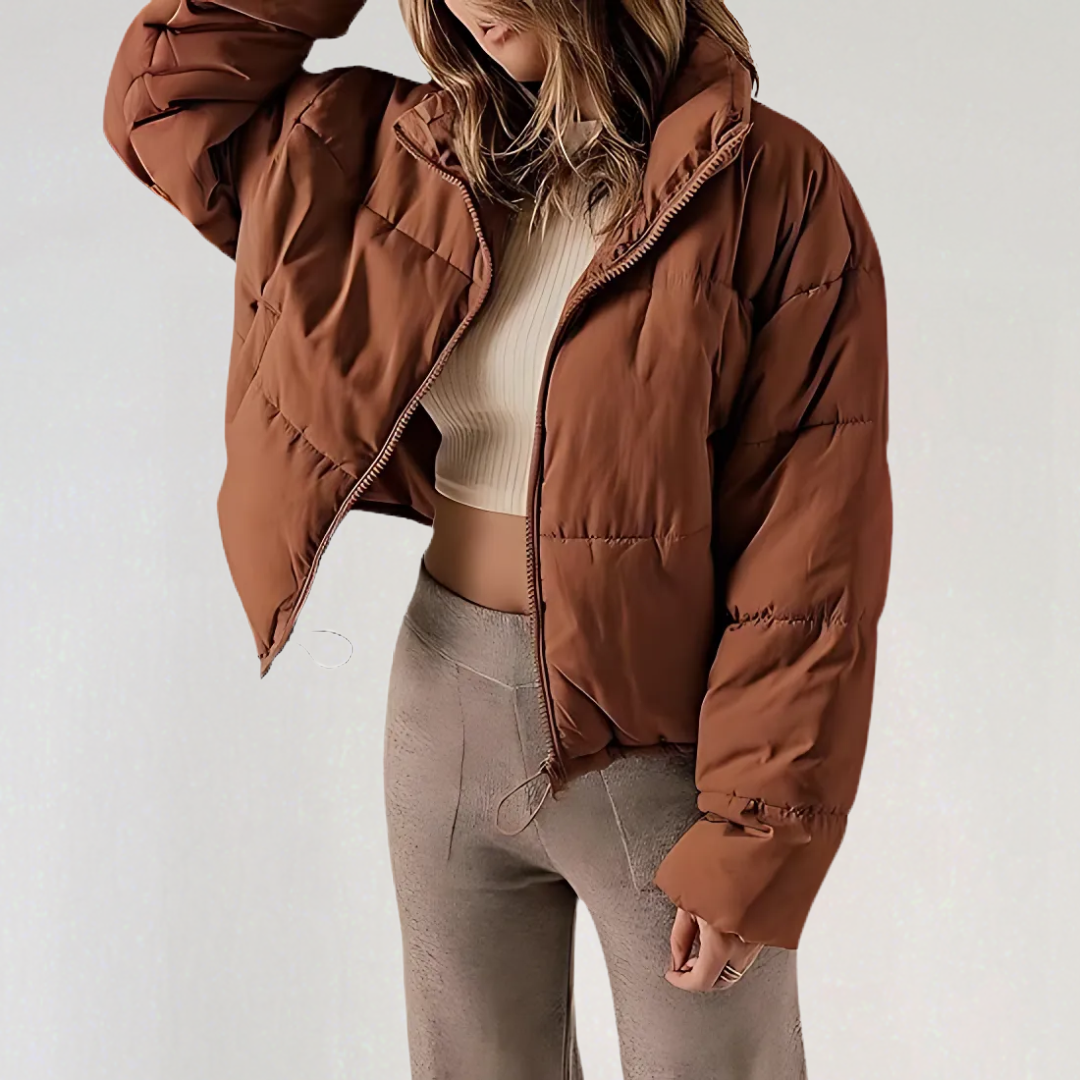 Drune | Damen Warme Pufferjacke mit Reißverschluss und Hohem Kragen