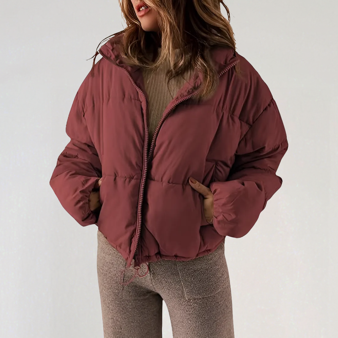 Drune | Damen Warme Pufferjacke mit Reißverschluss und Hohem Kragen