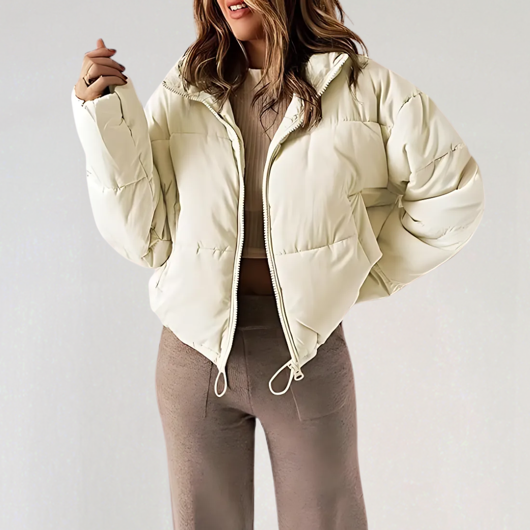 Drune | Damen Warme Pufferjacke mit Reißverschluss und Hohem Kragen