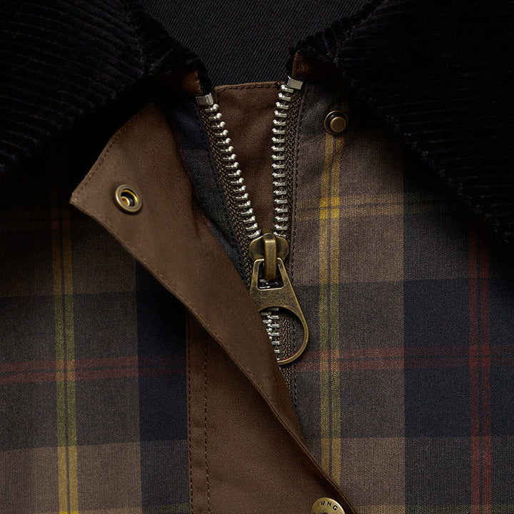 Drune | Damen Warme Karierte Jacke mit Weichem Kunstfellkragen und Großen Taschen