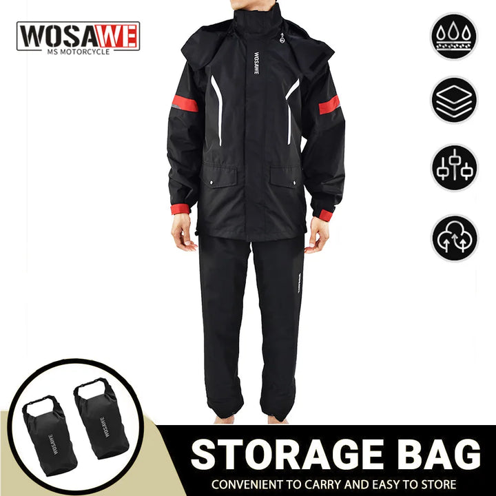 Drune | Herren Motorrad Regenjacke wasserdicht - Reflektierend schwarz/grün S-2XL