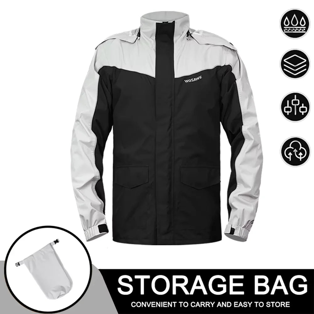 Drune | Herren Motorrad Regenjacke wasserdicht - Reflektierend schwarz/grün S-2XL