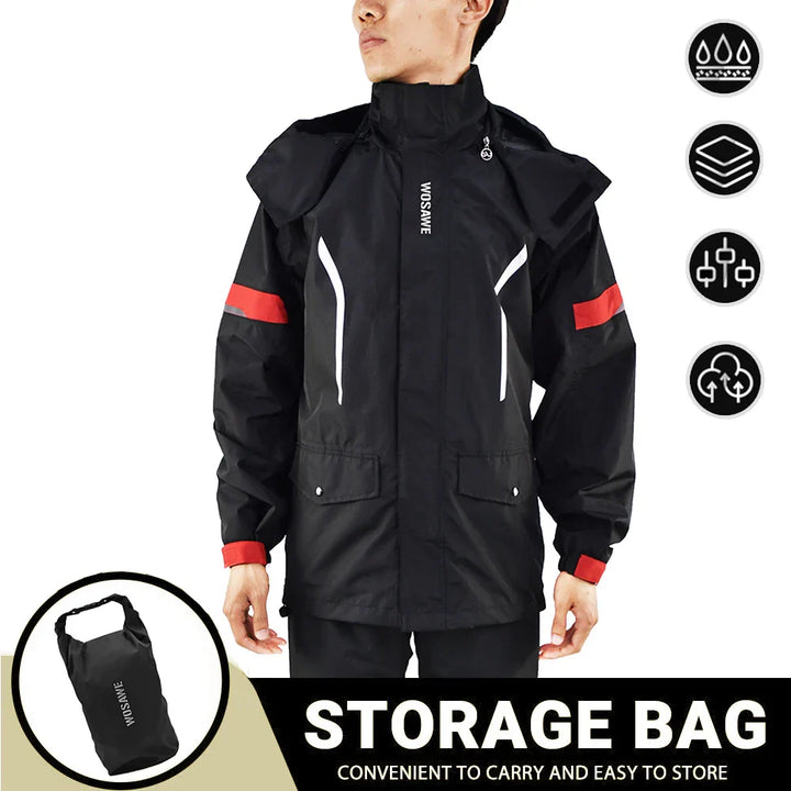 Drune | Herren Motorrad Regenjacke wasserdicht - Reflektierend schwarz/grün S-2XL