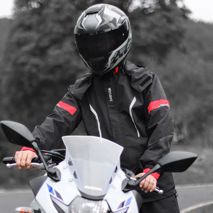 Drune | Herren Motorrad Regenjacke wasserdicht - Reflektierend schwarz/grün S-2XL