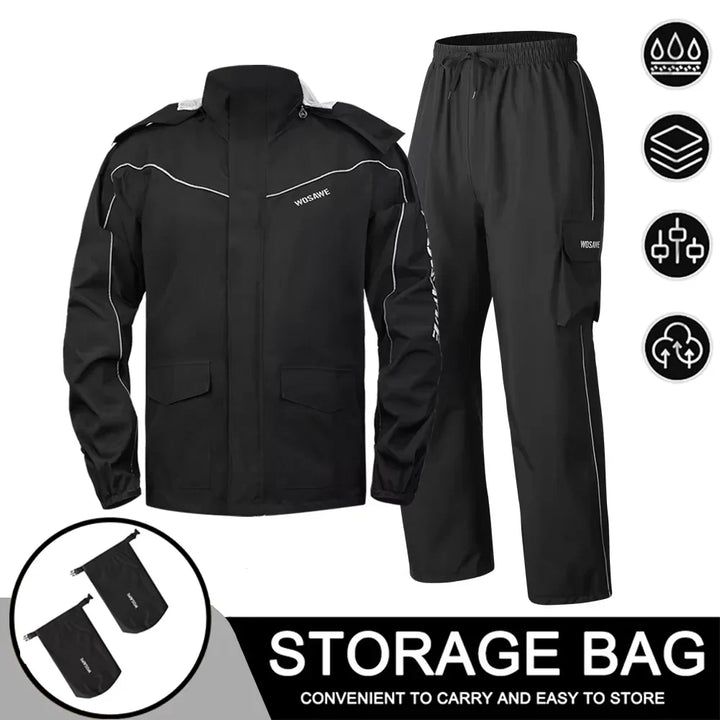 Drune | Herren Motorrad Regenjacke wasserdicht - Reflektierend schwarz/grün S-2XL