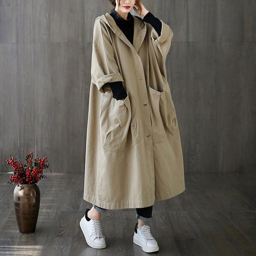 Drune | Wasserabweisender Übergroßer Kapuzen Trenchcoat