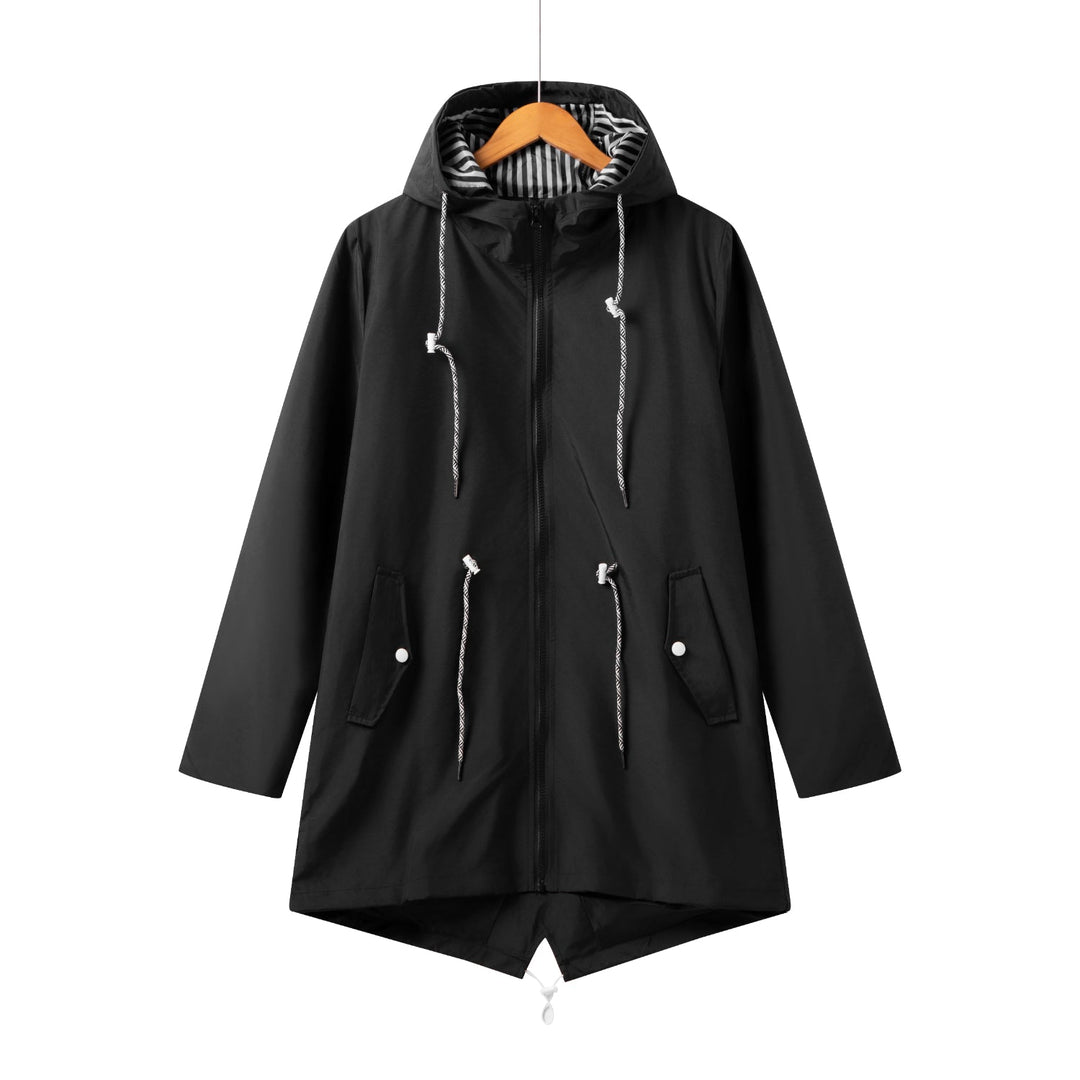 Drune | Damen Lange Wasserdichte Jacke mit Kapuze