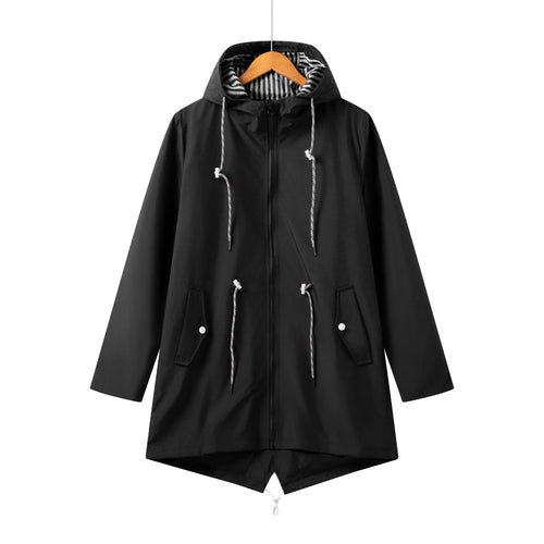 Drune | Damen Lange Wasserdichte Jacke mit Kapuze
