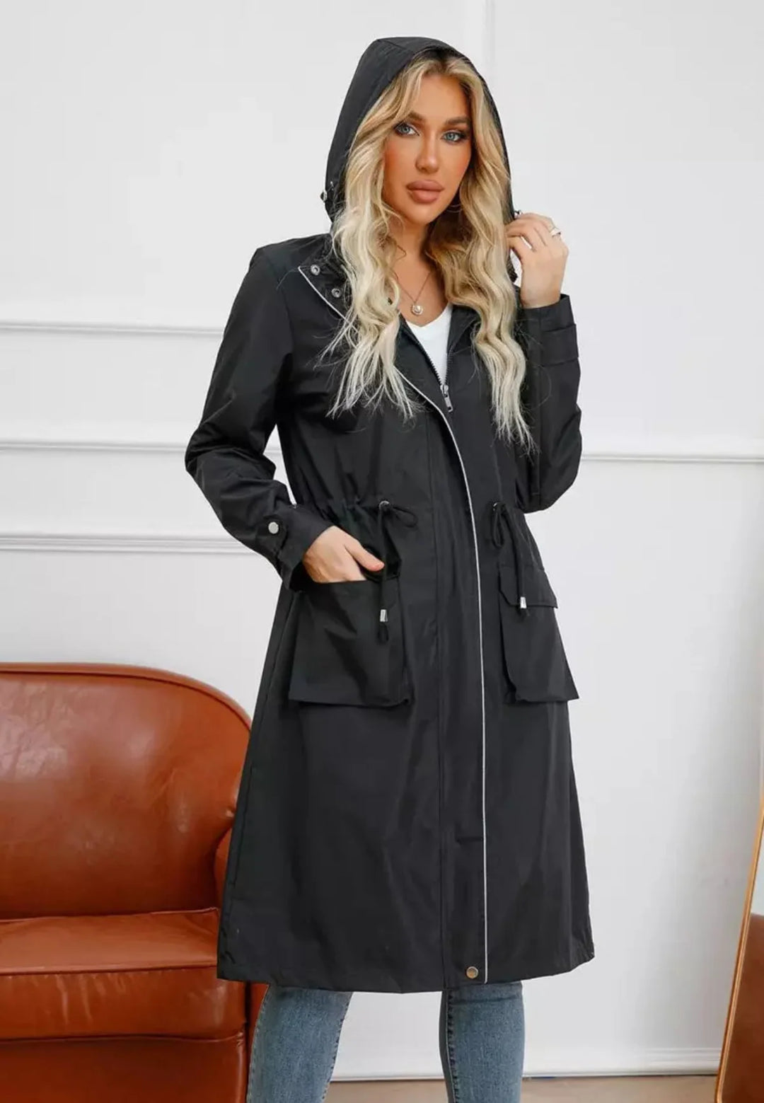Drune | Wasserdichter Over Knee Regen Trenchcoat