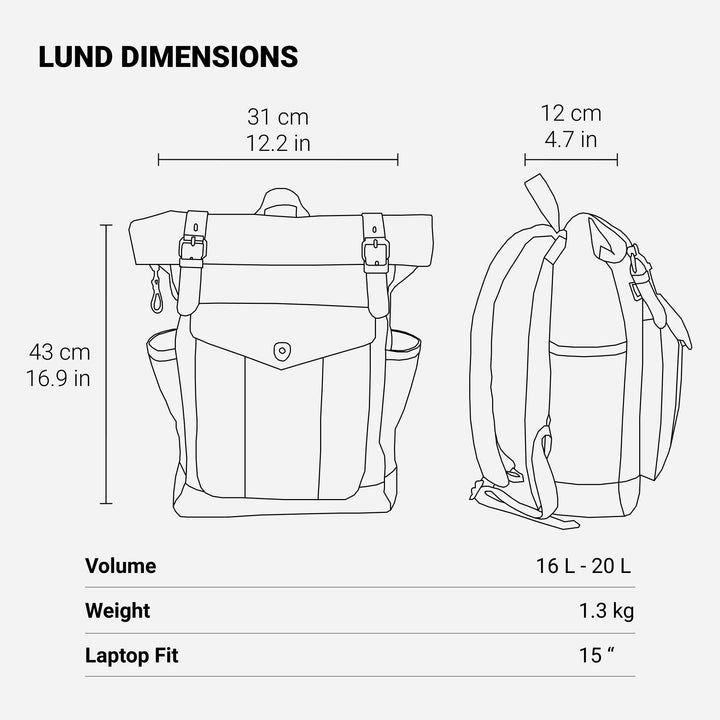 Drune | Canvas Rolltop Rucksack - LundaStyle - Nachhaltig und stilvoll für Abenteurer
