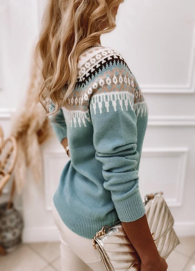Drune | Gestrickte Wollmischung Fair Isle Muster Rundhals Lange Ärmel