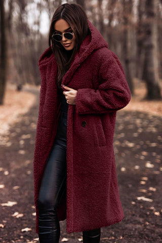 Damen Teddy Mantel mit Kapuze | Drune