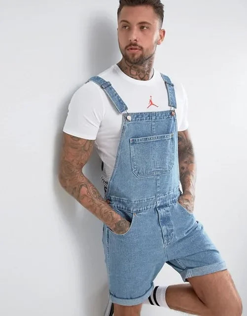 Drune | Lässiger Denim Overall mit Verstellbaren Trägern und Taschen