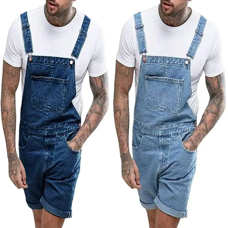 Drune | Lässiger Denim Overall mit Verstellbaren Trägern und Taschen