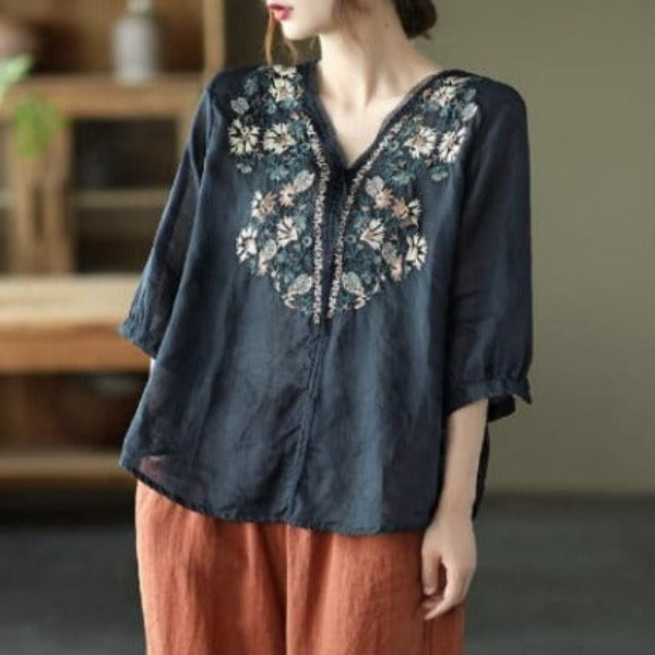 Drune | Bestickte Damenbluse