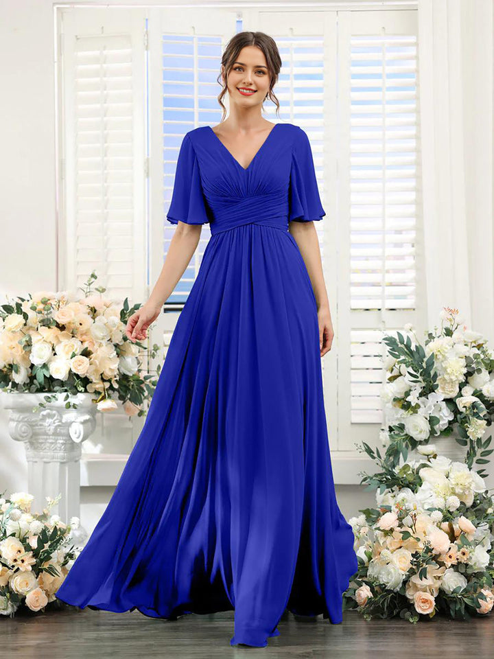Drune | Fließendes V-Ausschnitt Chiffonkleid für Damen