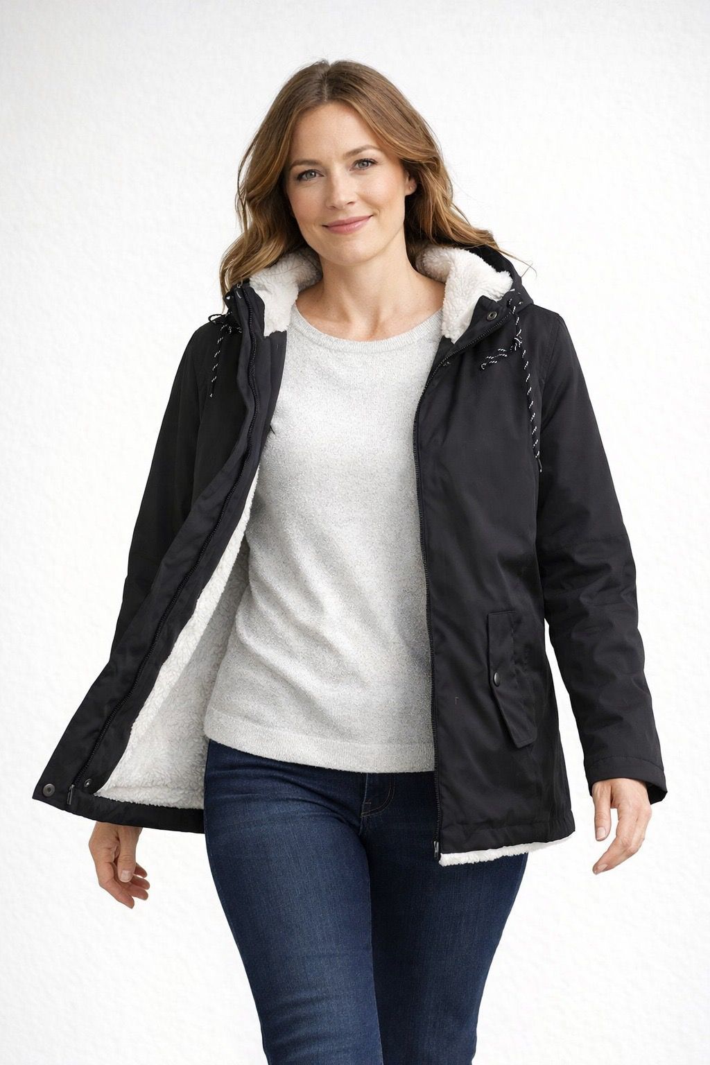 Drune | Damen Winterjacke mit Kapuze und Fleecefutter