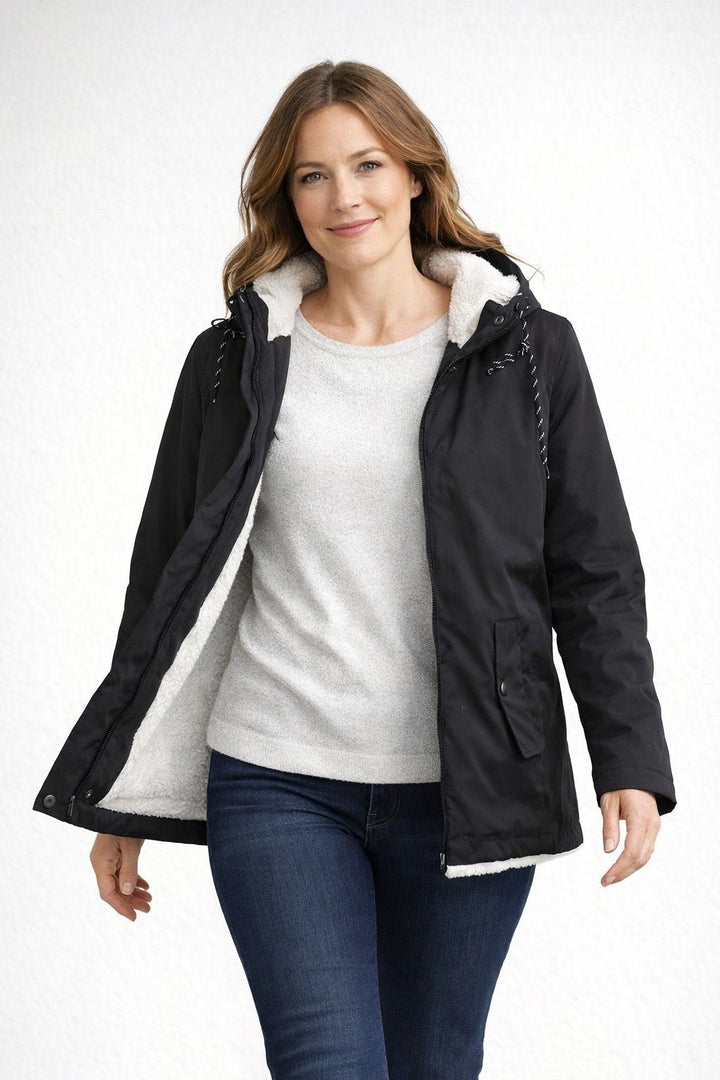 Drune | Damen Winterjacke mit Kapuze und Fleecefutter