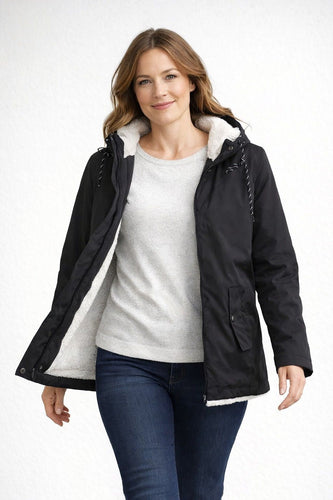 Drune | Damen Winterjacke mit Kapuze und Fleecefutter