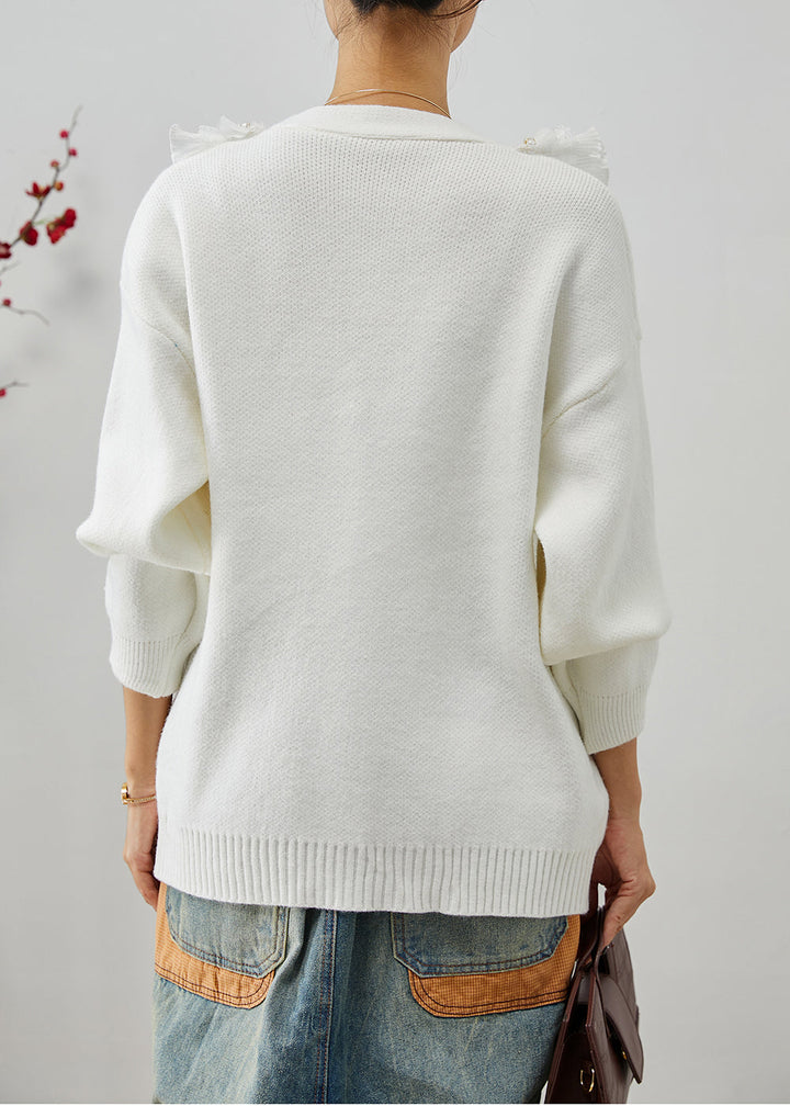 Drune | Patchwork Strickmäntel Rüsch V-Ausschnitt