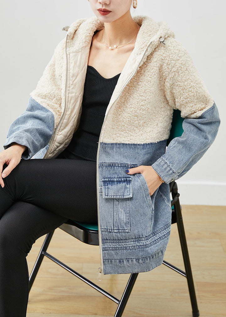 Drune | Patchwork Wolle Feine Baumwolle Gefüllte Puffers Jacken Kapuzen Winter