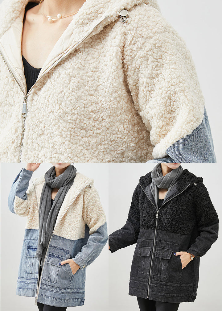 Drune | Patchwork Wolle Feine Baumwolle Gefüllte Puffers Jacken Kapuzen Winter