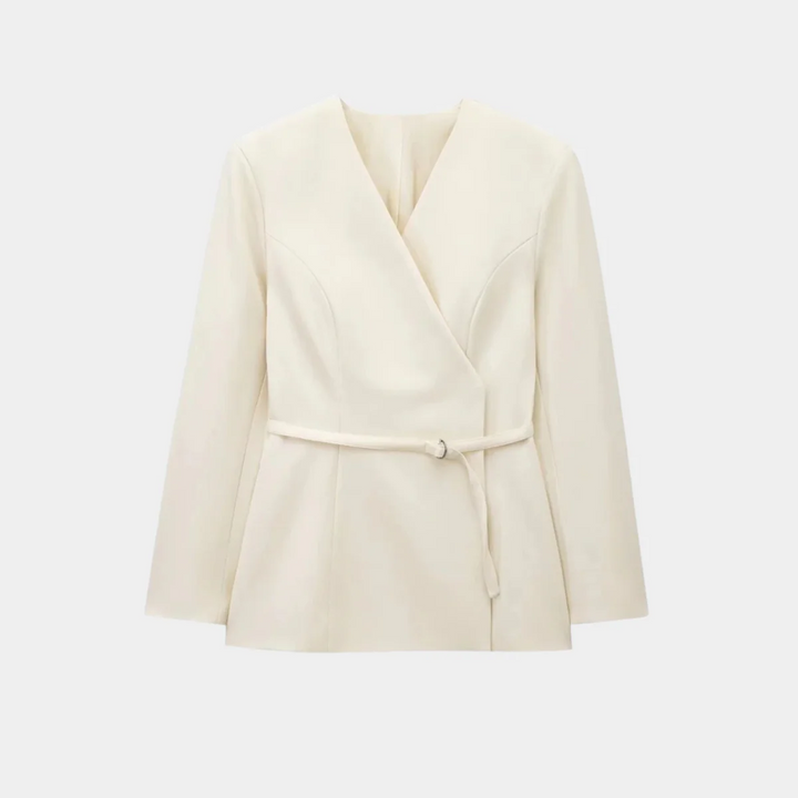 Drune | Damen Wickelblazerjacke mit Gürtel und Taillierter Passform