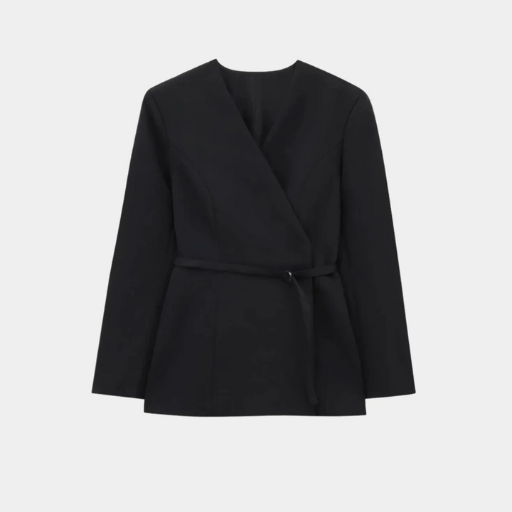 Drune | Damen Wickelblazerjacke mit Gürtel und Taillierter Passform