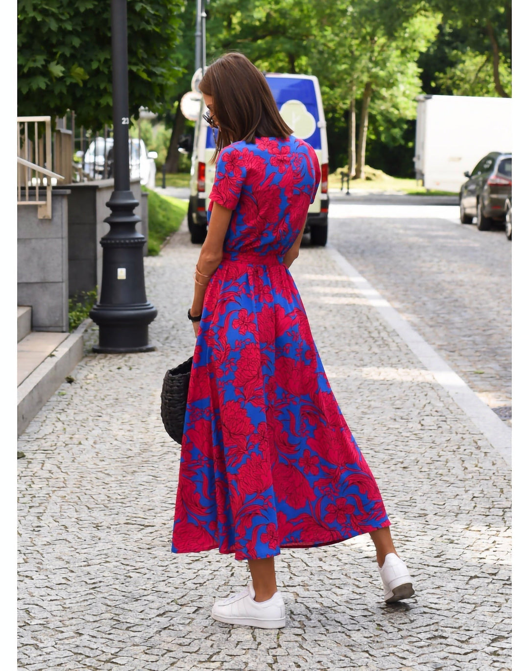 Drune | Bedruckt Kurzarm Maxi Kleid Sommerkleid