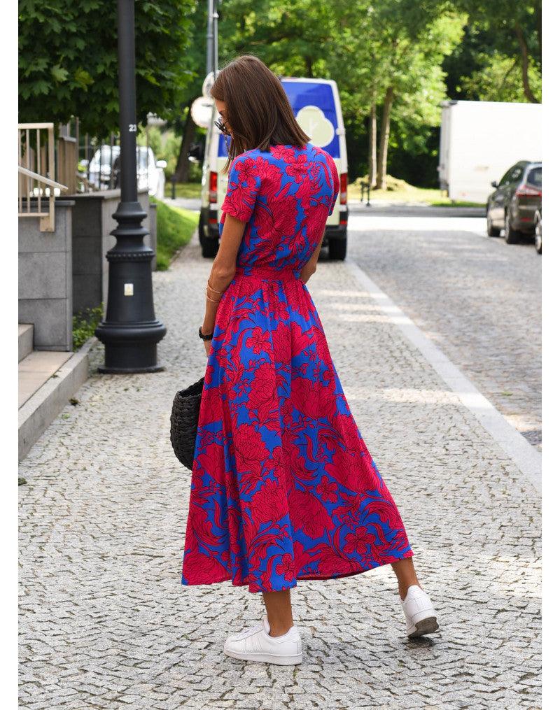 Drune | Kurzarm V-Ausschnitt Sommerkleid Maxikleid