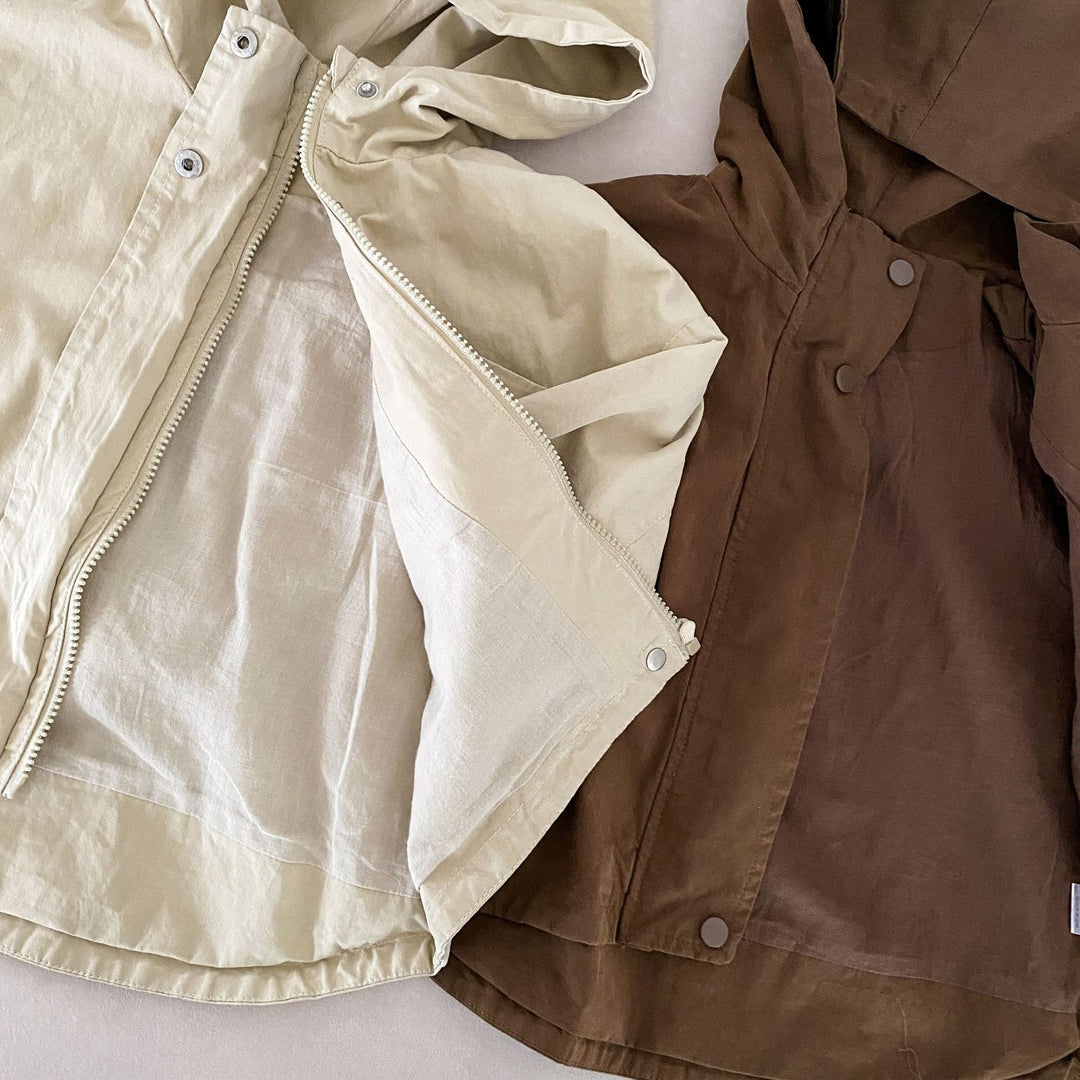 Drune | Parka für Kinder – Beige/Braun Atmungsaktive Baumwolle, Geeignet für Jungen und Mädchen