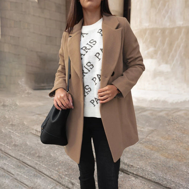 Drune | Trenchcoat Langer Woll Damenmantel mit Doppelter Knopfreihe