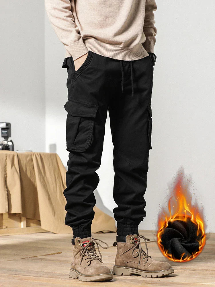 Drune | Winter Cargo-Hose für Herren mit Fleece-Futter - Slim Fit & elastischer Bund